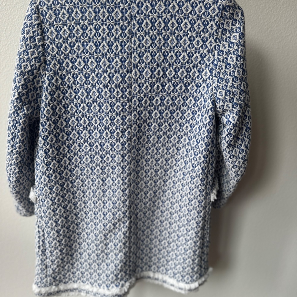 NWT Zara Basic Outwear - Blue Moroccan woven jacket, S - Picture 3 of 3
